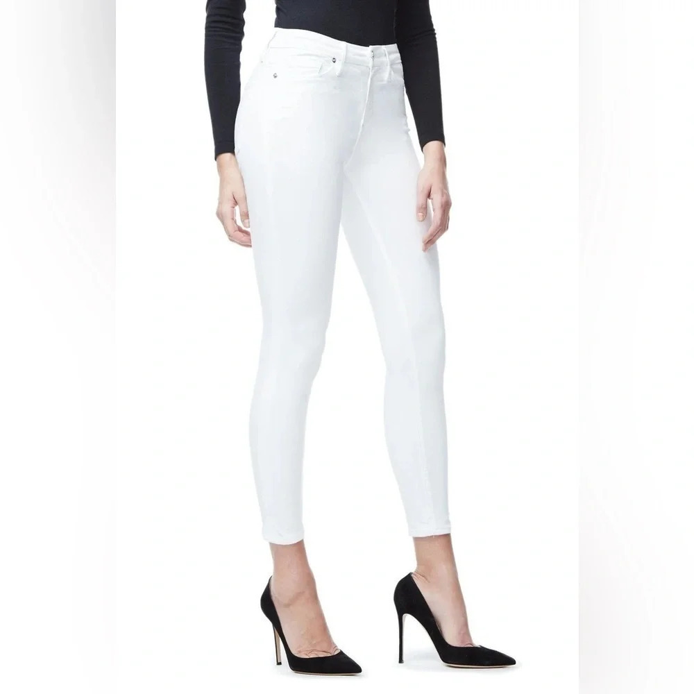GOOD AMERICAN Good Legs Crop Skinny Jeans High Waist White001 Denim Sz 24